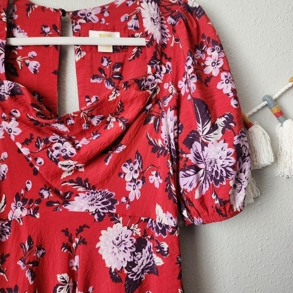 Anthropologie Maeve Mavis Puff Sleeve Floral Midi Dress Orange Boho Cottage 4 - Picture 8 of 14